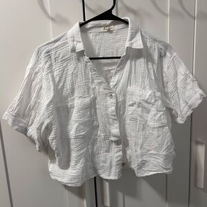 Love Notes White Textured Button-Down Shirt